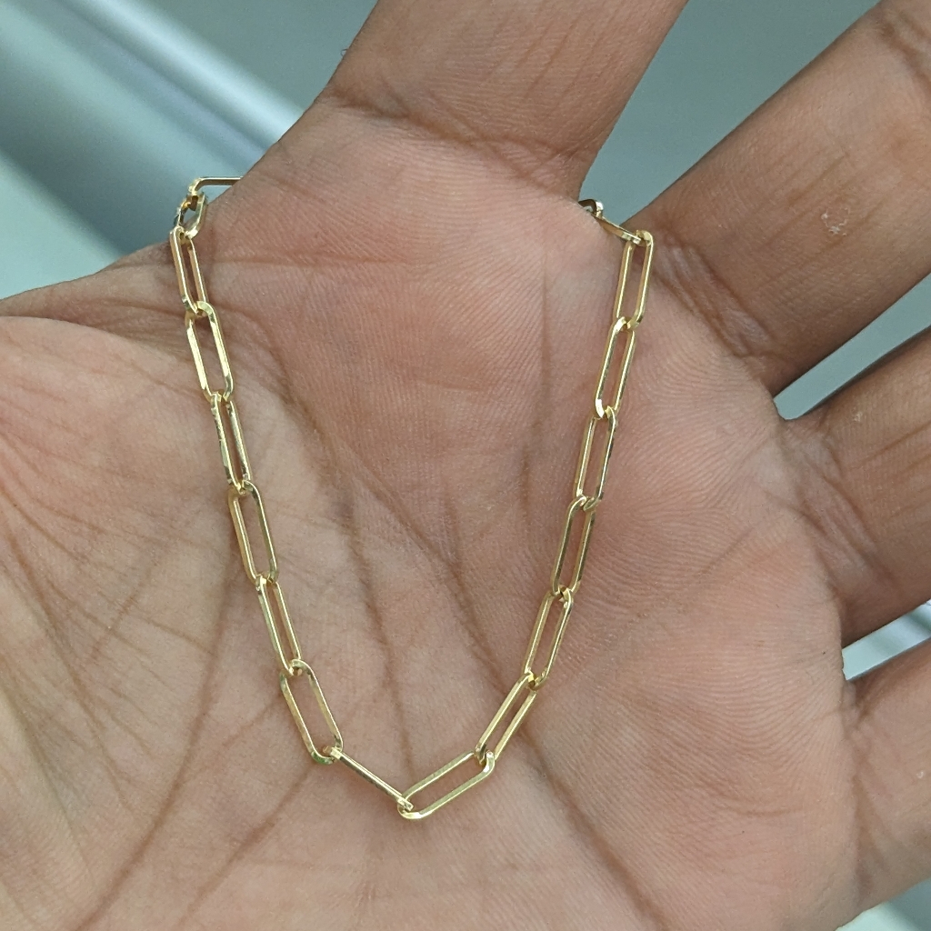 10kt Real Gold Paperclip Bracelet 3.1mm 8 Inches